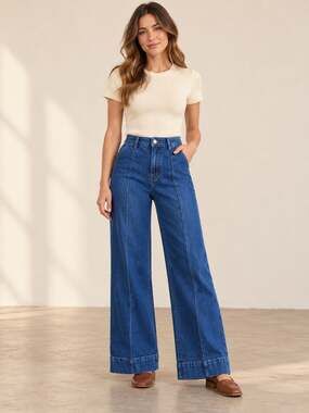 Mica Los Angeles Size 25 High Rise Wide Leg Front Seam Trouser Jeans